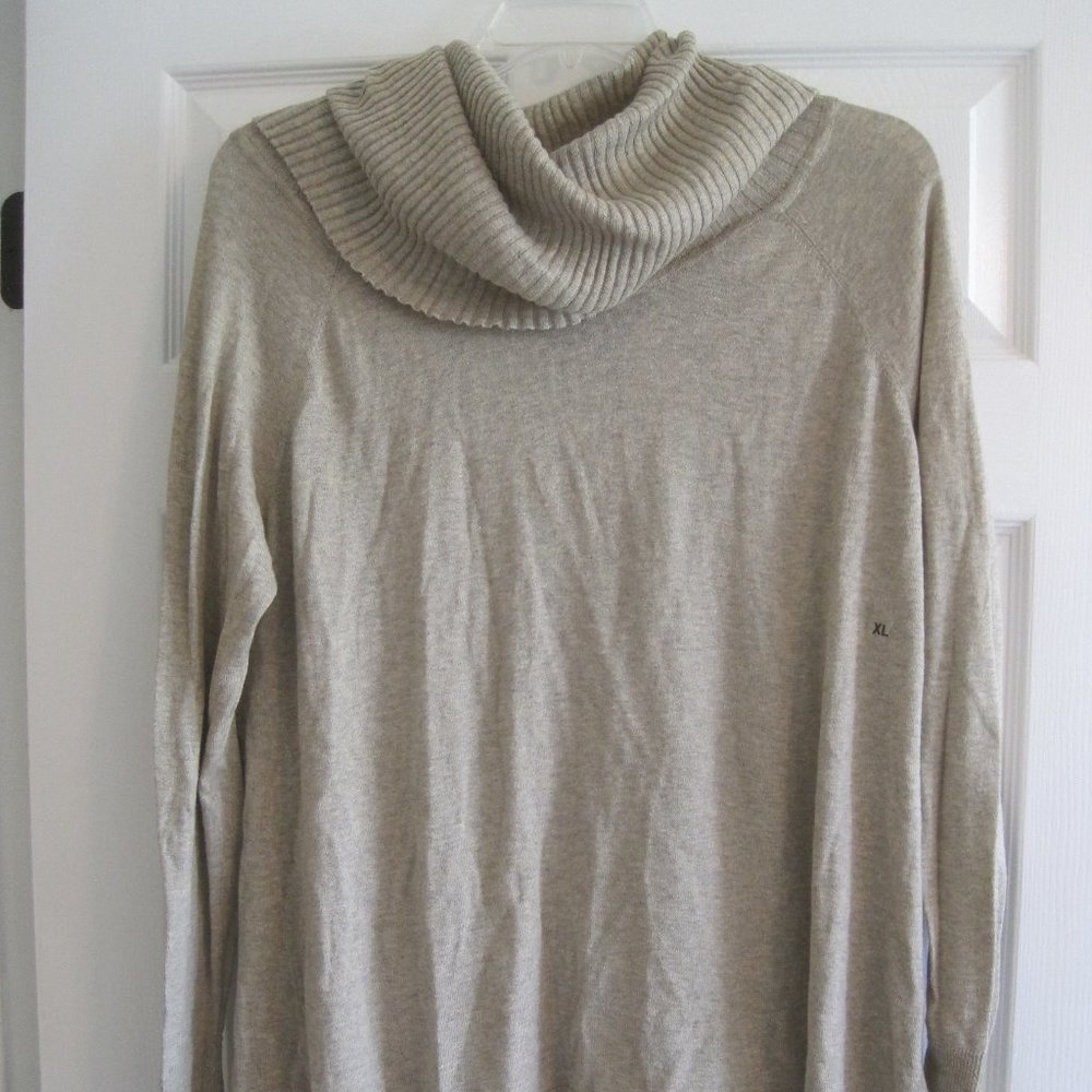 NEW YORK AND COMPANY HEATHER OATMEAL COWL NECK SWEATER XL NWT $56.95